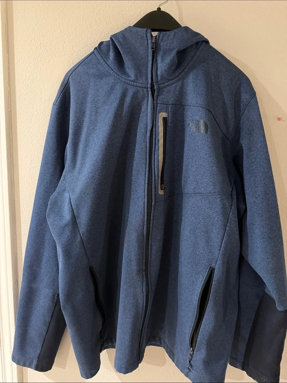 The North Face Men’s Heathered Navy Blue Hooded Softshell Jacket